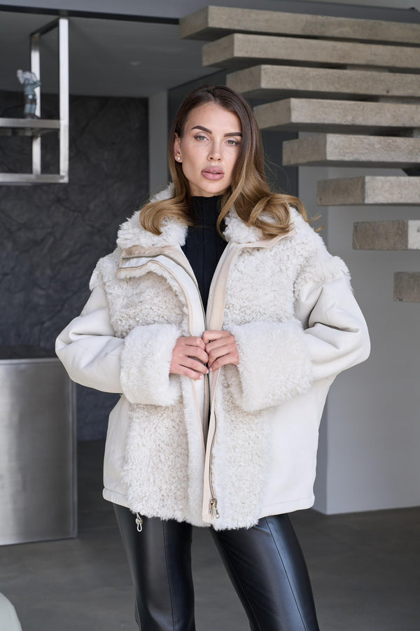 Women's Sheepskin Coat - Luxe White