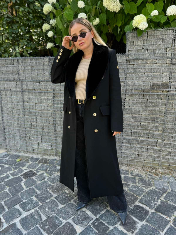 Black Coat with Mink Collar