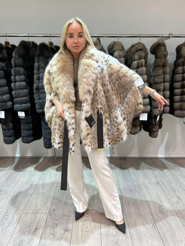 Luxurious Lynx Fur Poncho Coat