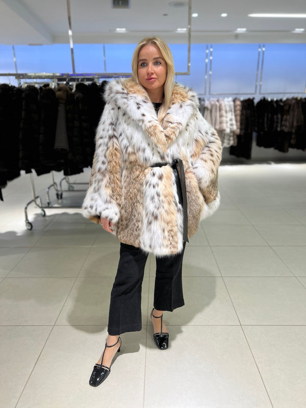 Luxury Lynx Fur Coat with Hood