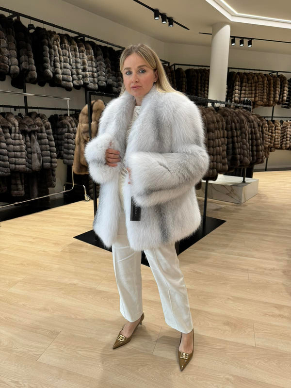 Light fox fur coat