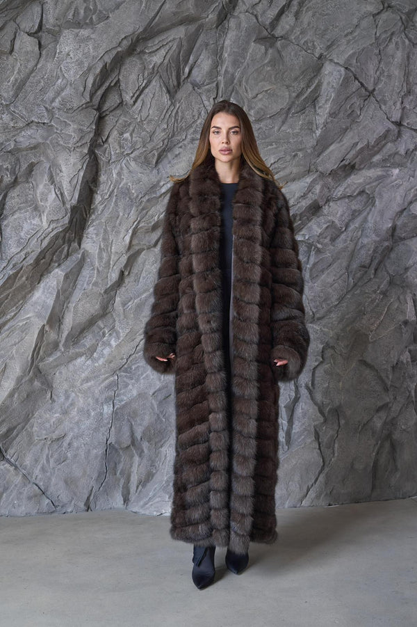 Long sable coat in dark color