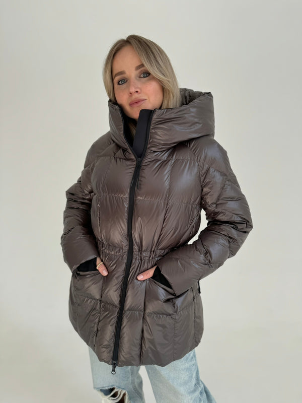 Brown Hooded Down Jacket