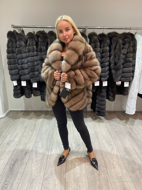 Barguzin sable fur coat in tortora color