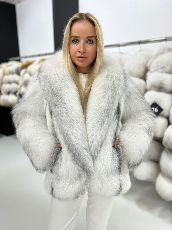 Short arctic fox fur coat