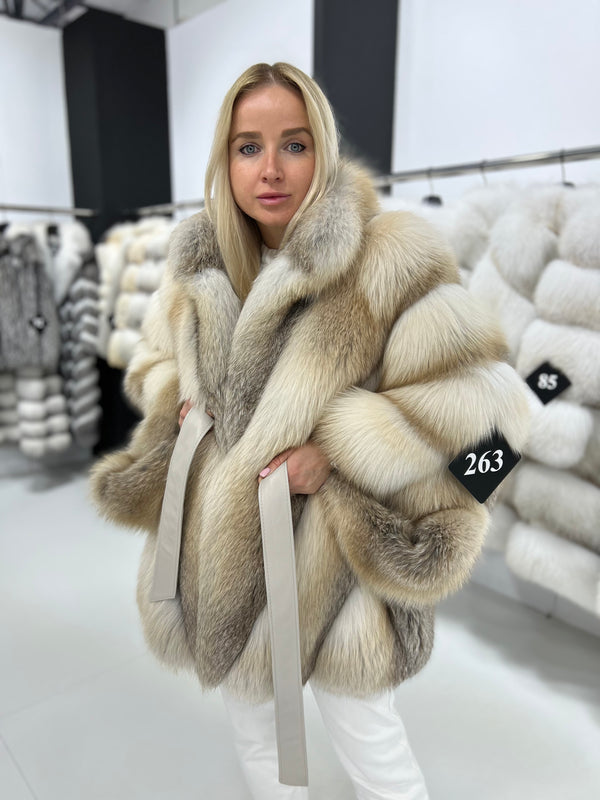 Natural fox fur coat