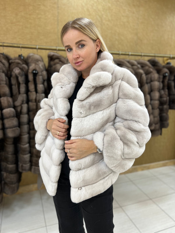 Light natural chinchilla jacket