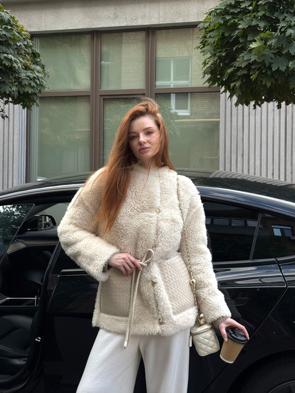 Ivory Curly Sheepskin Jacket
