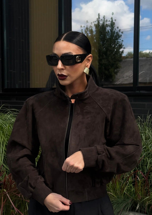 Genuine Suede Leather Women’s Jacket in Rich Brown