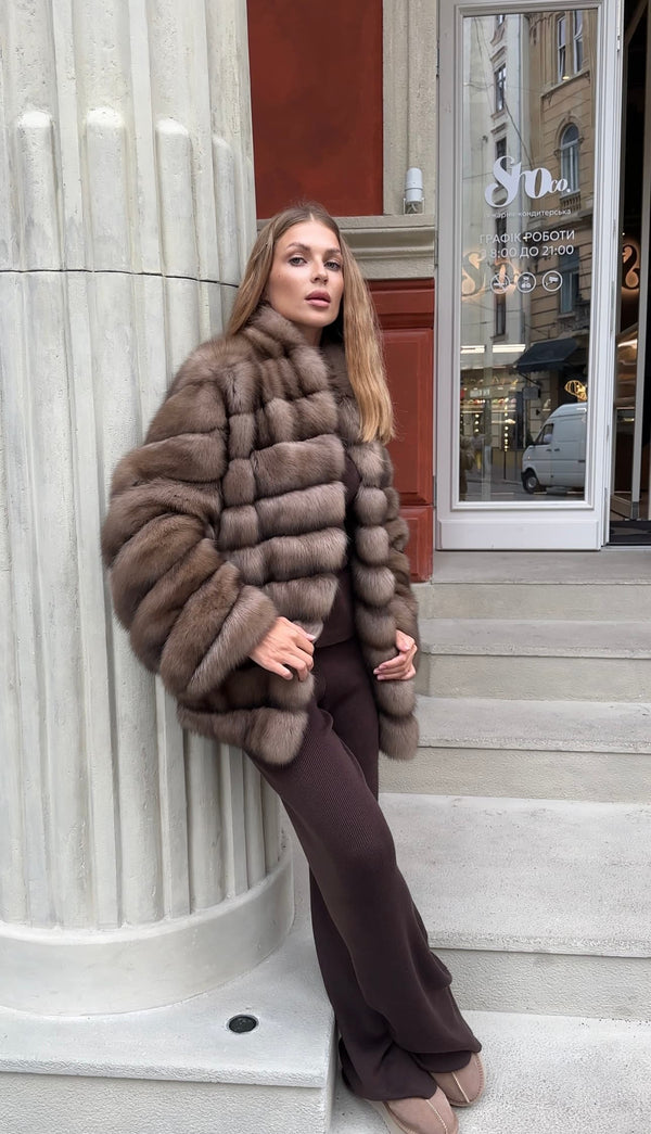 Luxury Tortora Sable Fur Coat